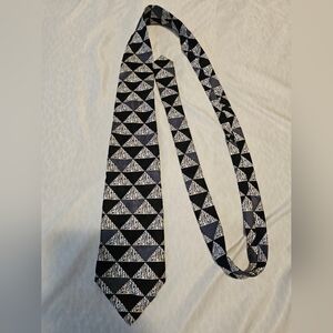 Mens Tie Cricketeer Geometric Black & Gray